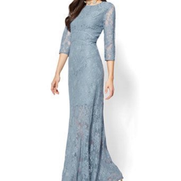 New York & Company Dresses & Skirts - NY&Co Blue Lace Overlay Maxi Dress